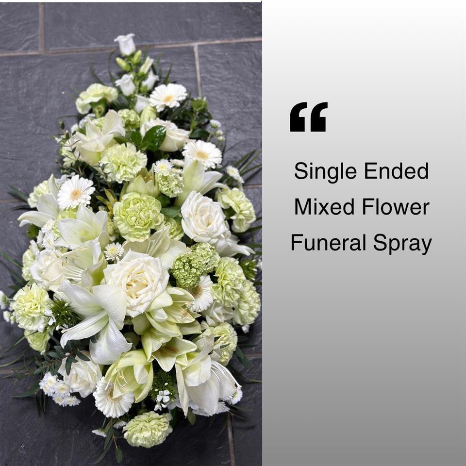 single ended mixed flower funeral sprays Hayle Cornwall